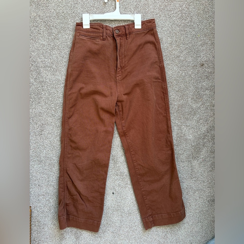 Quince Organic Cotton Twill Pants, Rust colored